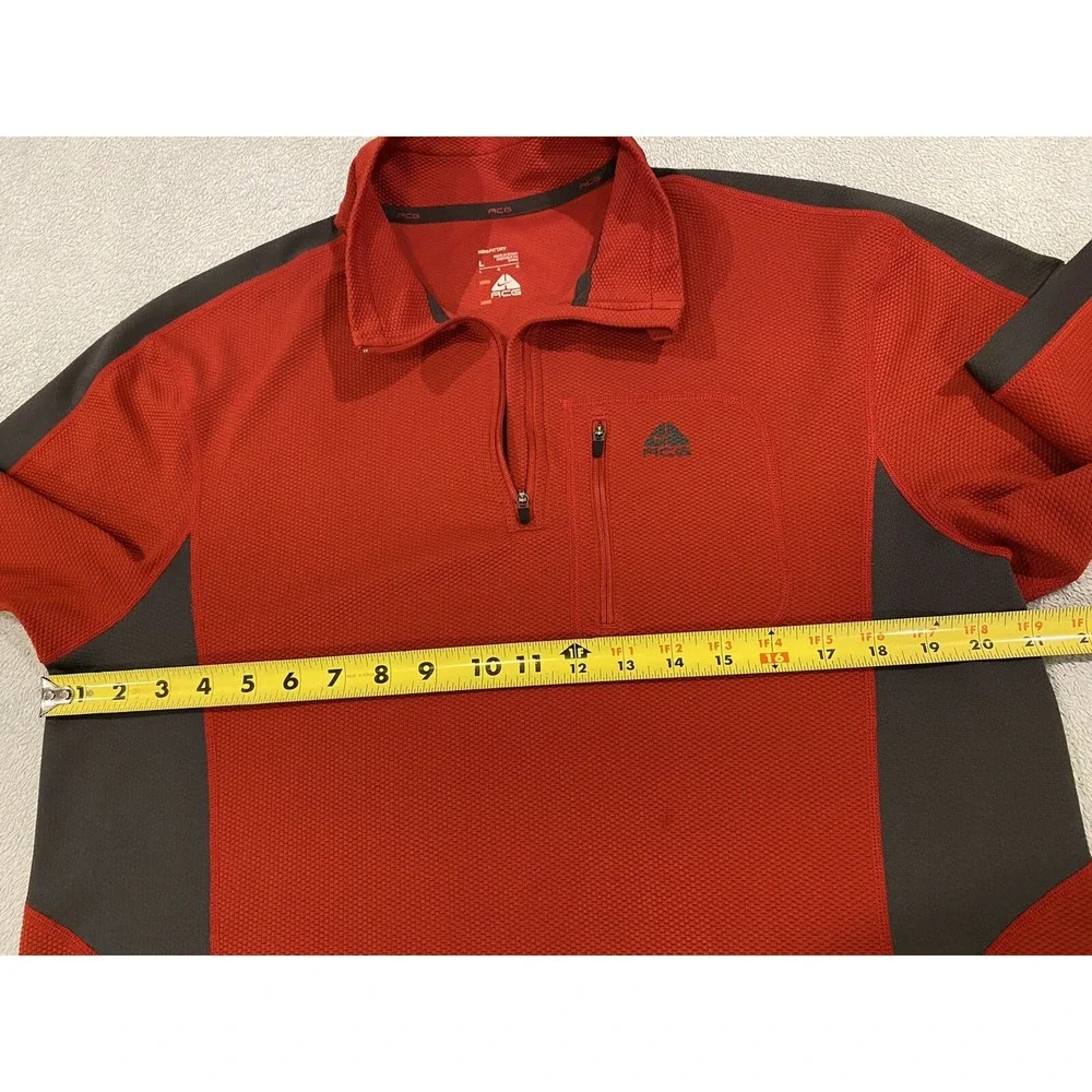 Nike‎ ACG FitDry  1/4 Zip  Pullover Top Womens Large Red Long Sleeve **Stains